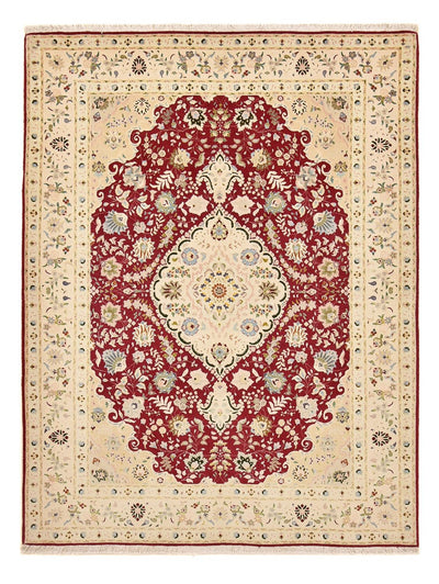 Täbriz - 50 Raj Teppich 153x210cm - Perserteppich - rot
