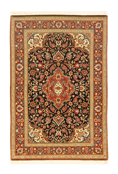 Ghom Teppich 102x152cm - Perserteppich - schwarz