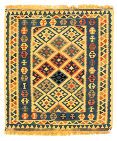 Kelim Teppich - Oriental 95 x 102 cm - gelb