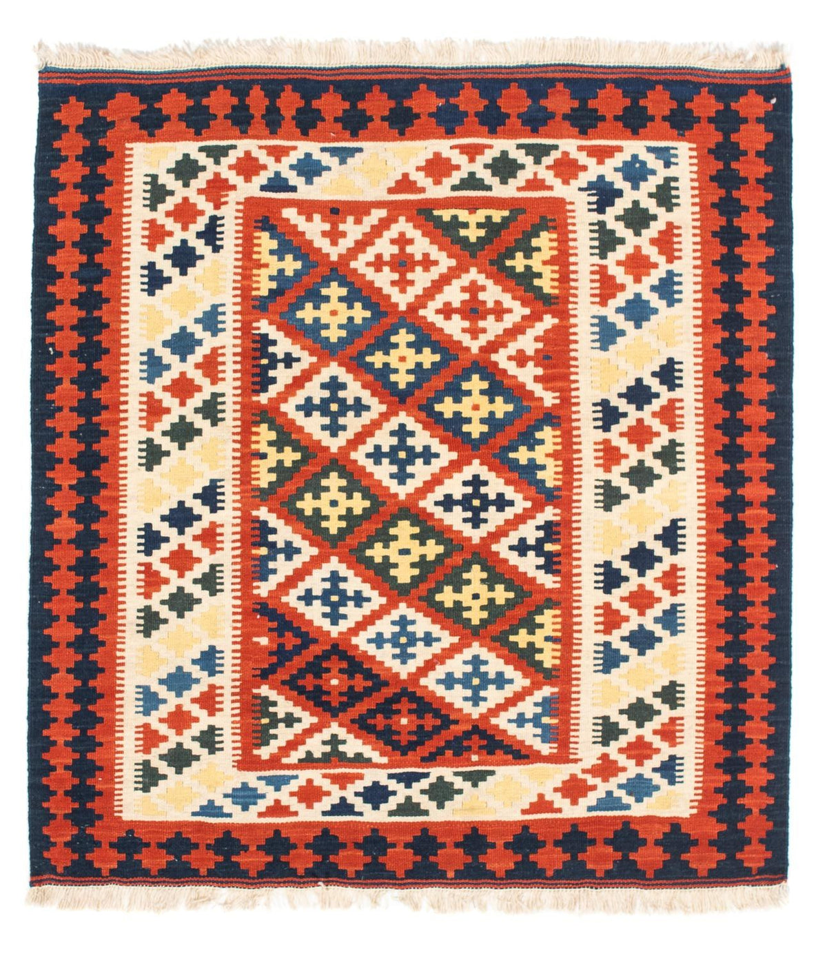 Kelim Teppich - Oriental 107 x 100 cm - dunkelrot