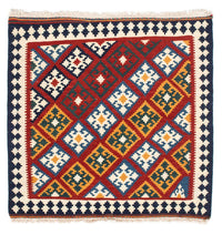 Kelim Teppich - Oriental 100 x 97 cm - dunkelrot