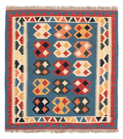 Kelim Teppich - Oriental 101 x 107 cm - seeblau