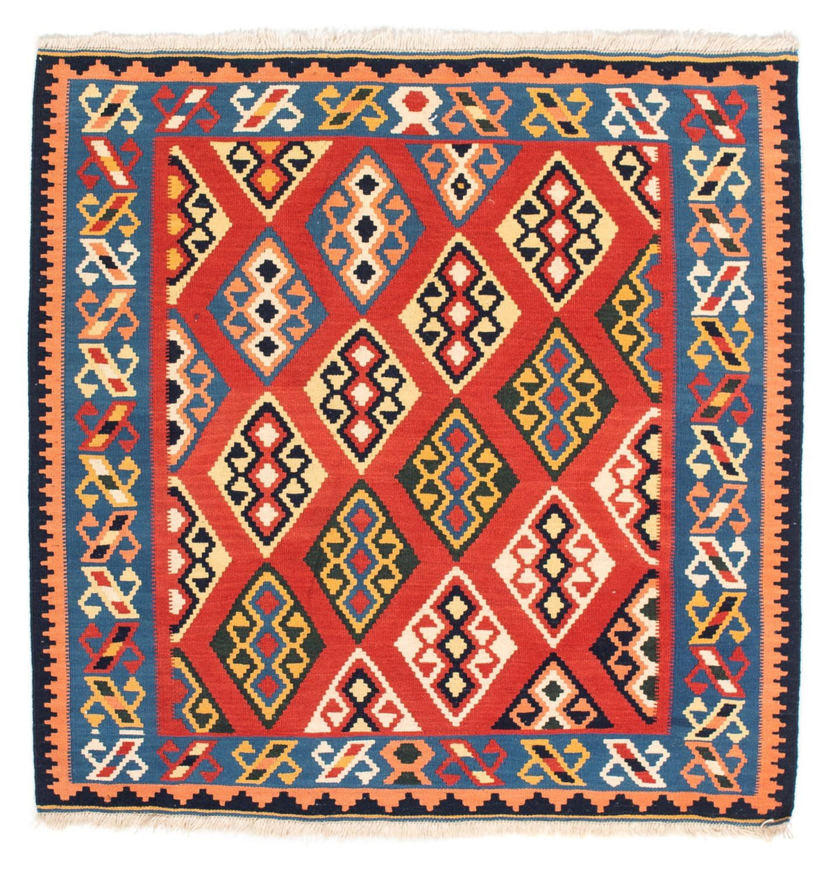 Kelim Teppich - Oriental 105 x 104 cm - dunkelrot