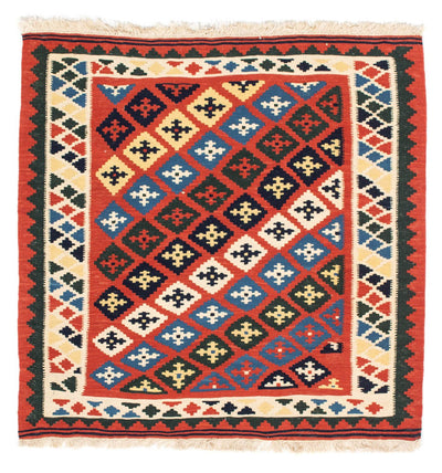 Kelim Teppich - Oriental 94 x 97 cm - rot