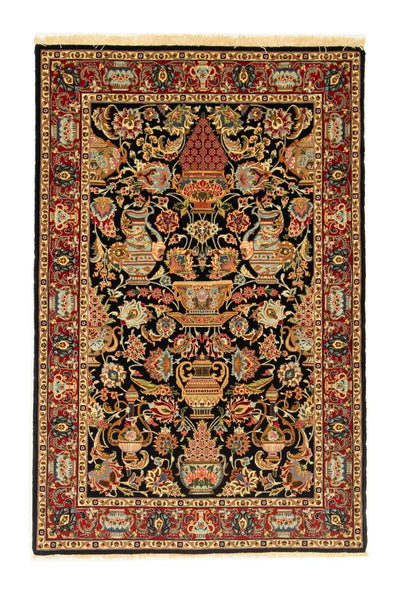 Ghom Teppich 99x148cm - Perserteppich - schwarz