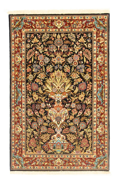 Ghom Teppich 103x154cm - Perserteppich - schwarz