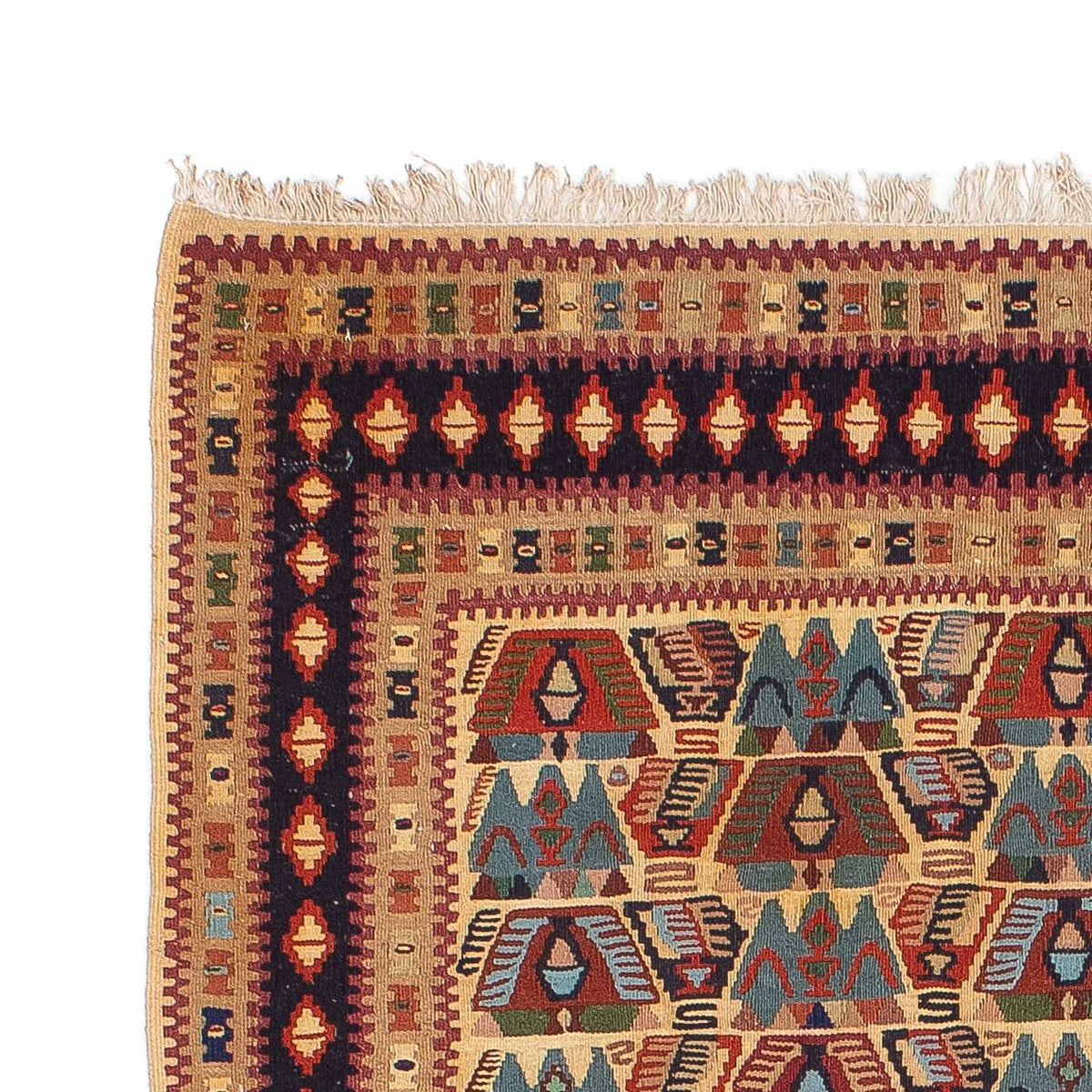 Kelim Teppich - Oriental 108 x 158 cm - hellbraun