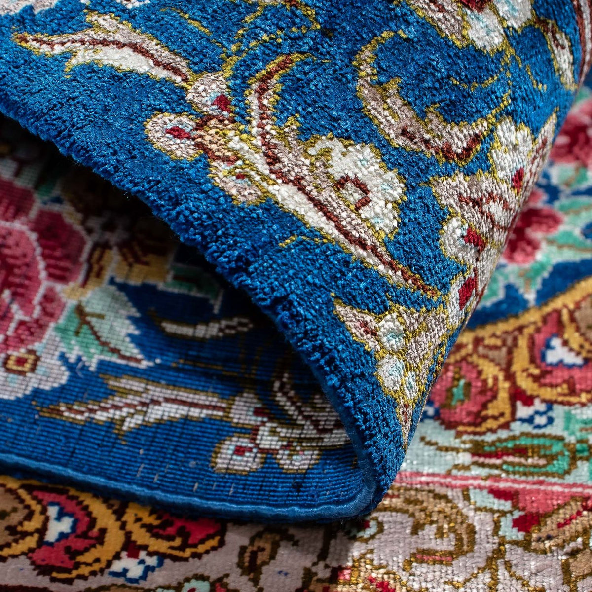 Perserteppich - Ghom 80 x 55 cm - dunkelblau