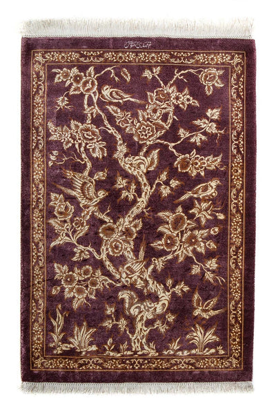 Ghom Teppich 59x87cm - Perserteppich - lila