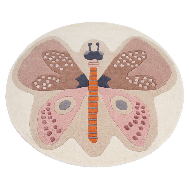 Kinderteppich Schmetterling rund